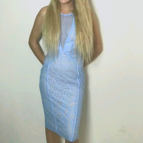 NWT■Baby Blue Lace Tie Back Dress - Picture 3 of 8